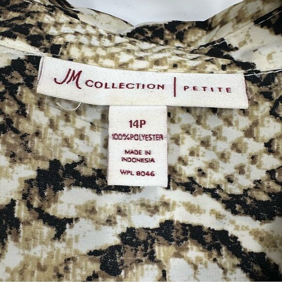 JM Collection Neutral Snakeprint Button Front Blouse Top Sz 14P - Picture 8 of 9